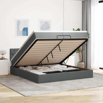 Struttura Letto Pouf con Materassi 200x200 cm in Tessuto