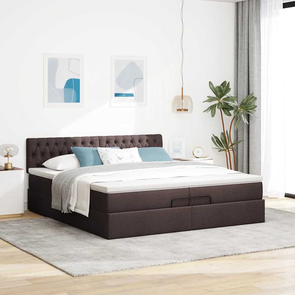 Struttura Letto Pouf con Materassi 200x200 cm in Tessuto | homemem39