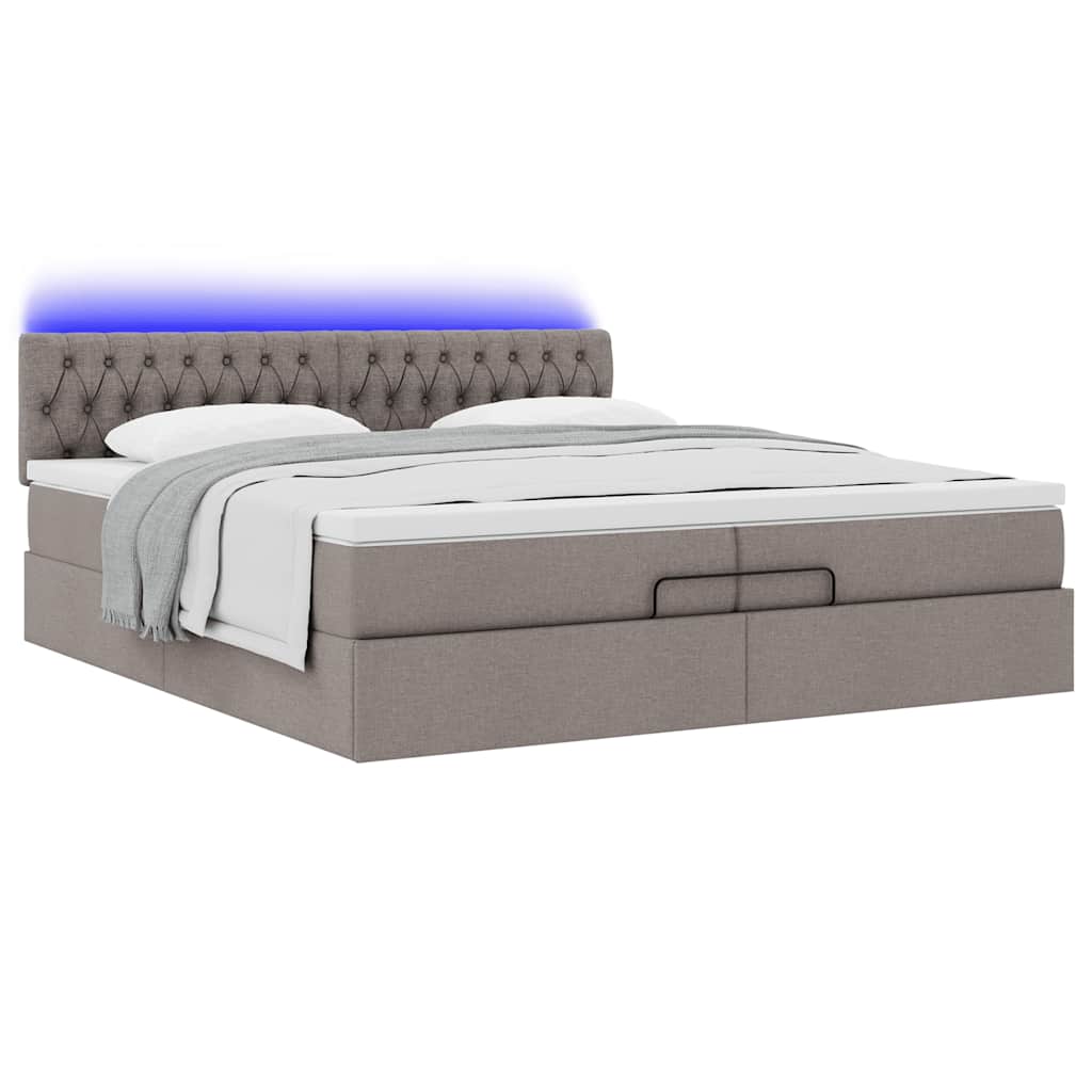 Struttura Letto Pouf con Materassi Tortora 200x200 cm Tessuto | homemem39