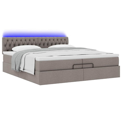 Struttura Letto Pouf con Materassi Tortora 200x200 cm Tessuto | homemem39