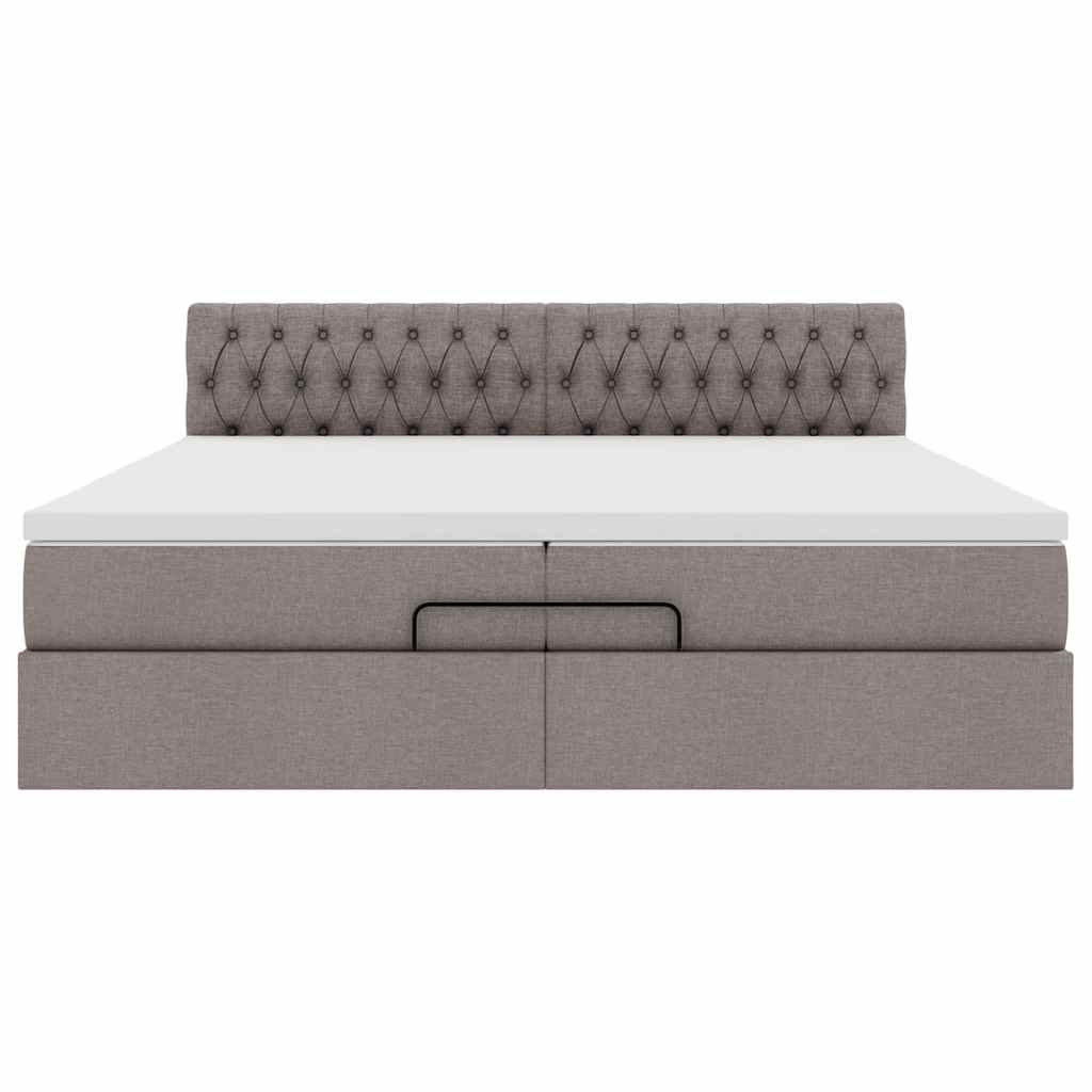 Struttura Letto Pouf con Materassi Tortora 200x200 cm Tessuto | homemem39