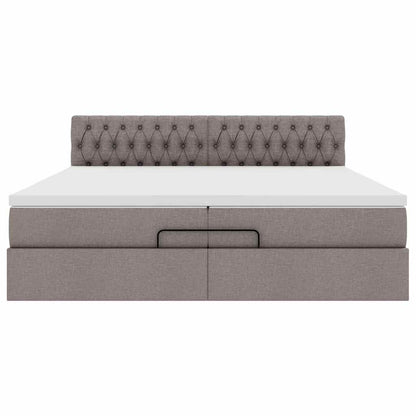 Struttura Letto Pouf con Materassi Tortora 200x200 cm Tessuto | homemem39