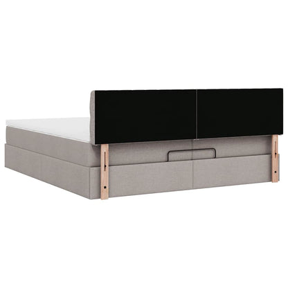 Struttura Letto Pouf con Materassi Tortora 200x200 cm Tessuto | homemem39