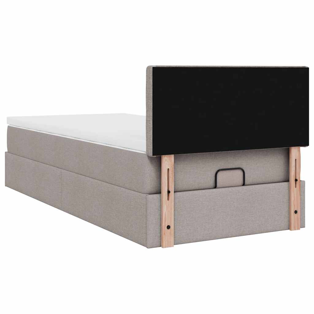 Struttura Letto Pouf con Materasso Tortora 80x200 cm in Tessuto