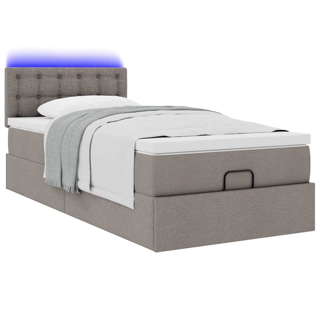 Struttura Letto Pouf con Materasso Tortora 80x200 cm in Tessuto