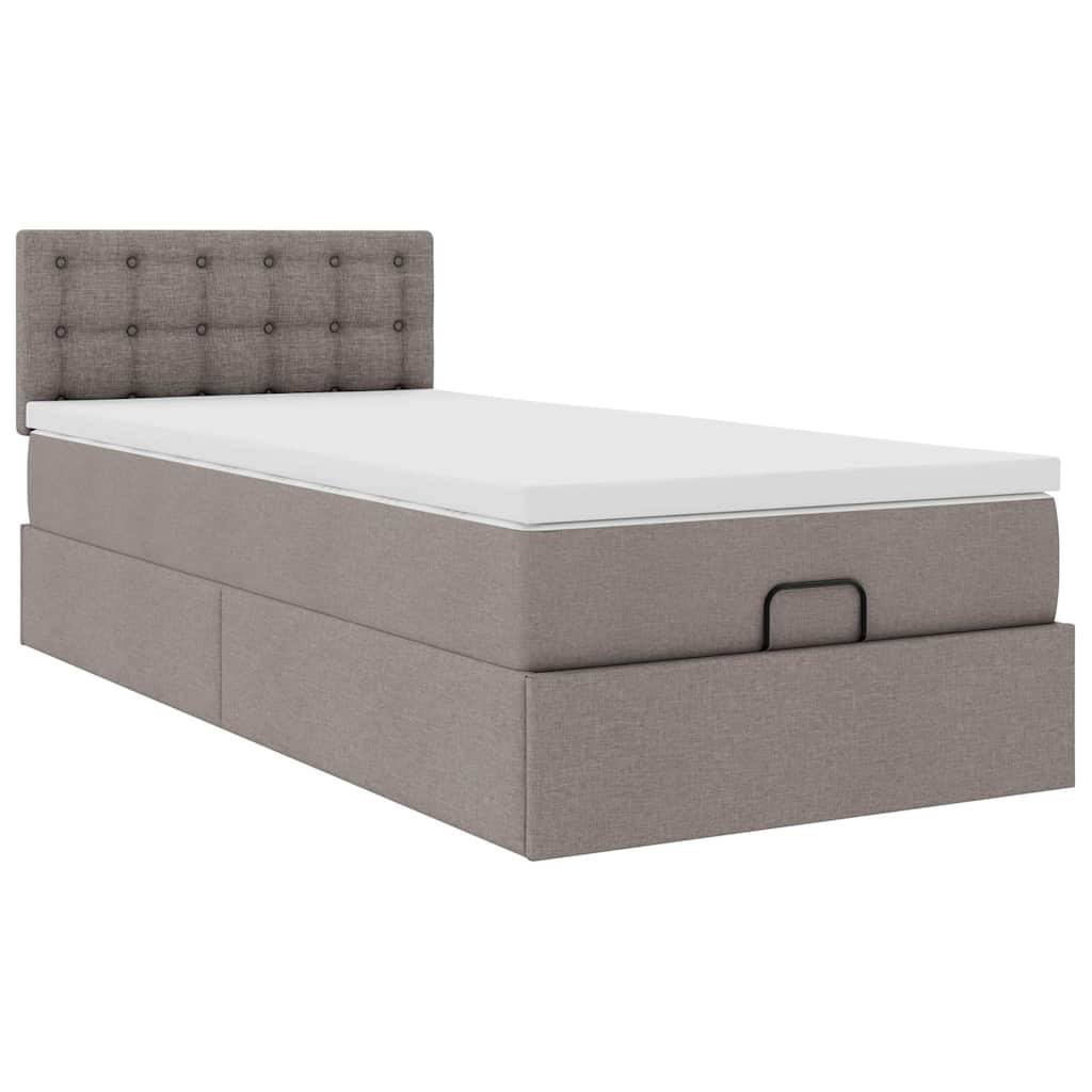 Struttura Letto Pouf con Materasso Tortora 80x200 cm in Tessuto