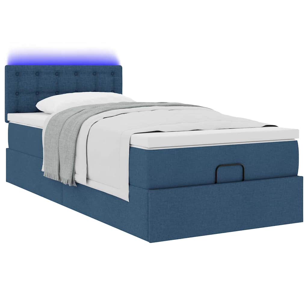 Struttura Letto Pouf con Materasso Blu 80x200 cm in Tessuto | homemem39