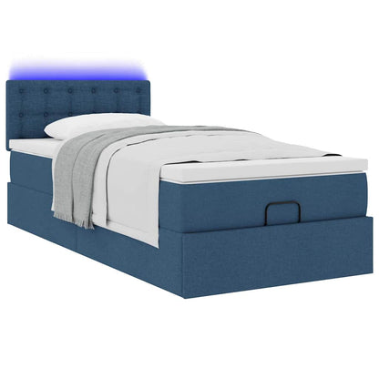 Struttura Letto Pouf con Materasso Blu 80x200 cm in Tessuto | homemem39