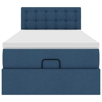 Struttura Letto Pouf con Materasso Blu 80x200 cm in Tessuto | homemem39