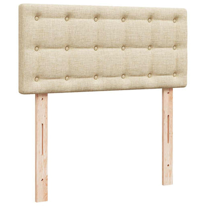 Struttura Letto Pouf con Materasso Crema 90x190 cm in Tessuto