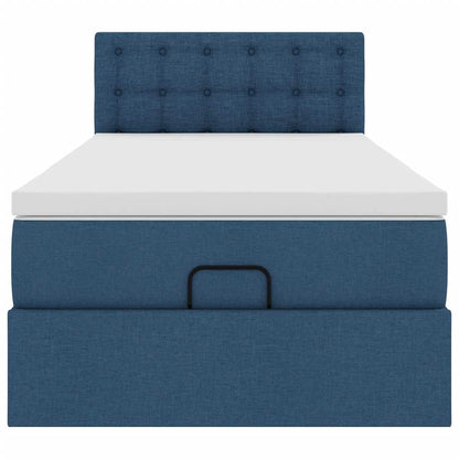 Struttura Letto Pouf con Materasso Blu 90x190 cm in Tessuto