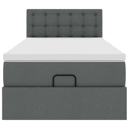 Pouf Letto con Materasso Grigio Scuro 90x200 cm in Tessuto