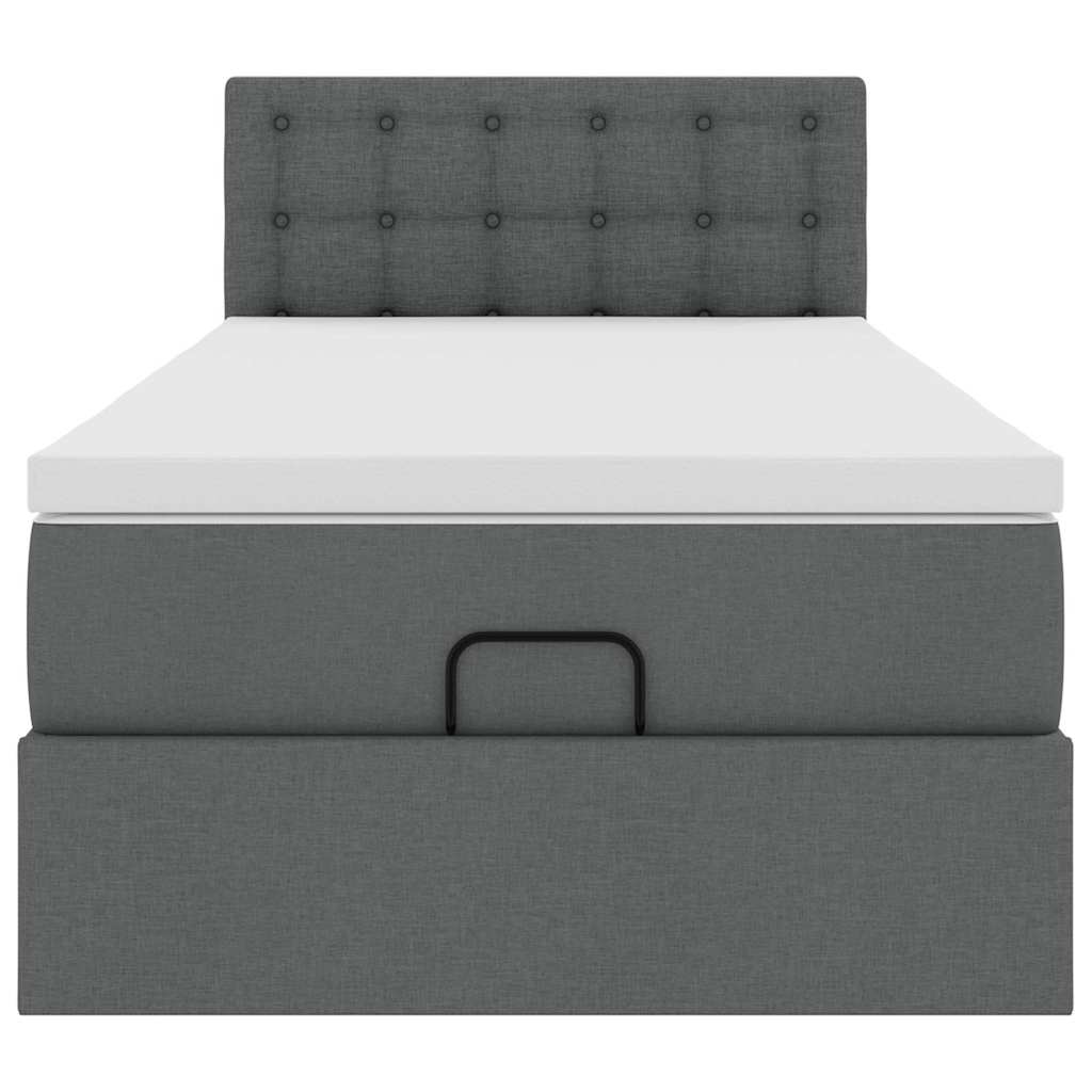Pouf Letto con Materasso e LED Grigio Scuro 90x200 cm Tessuto