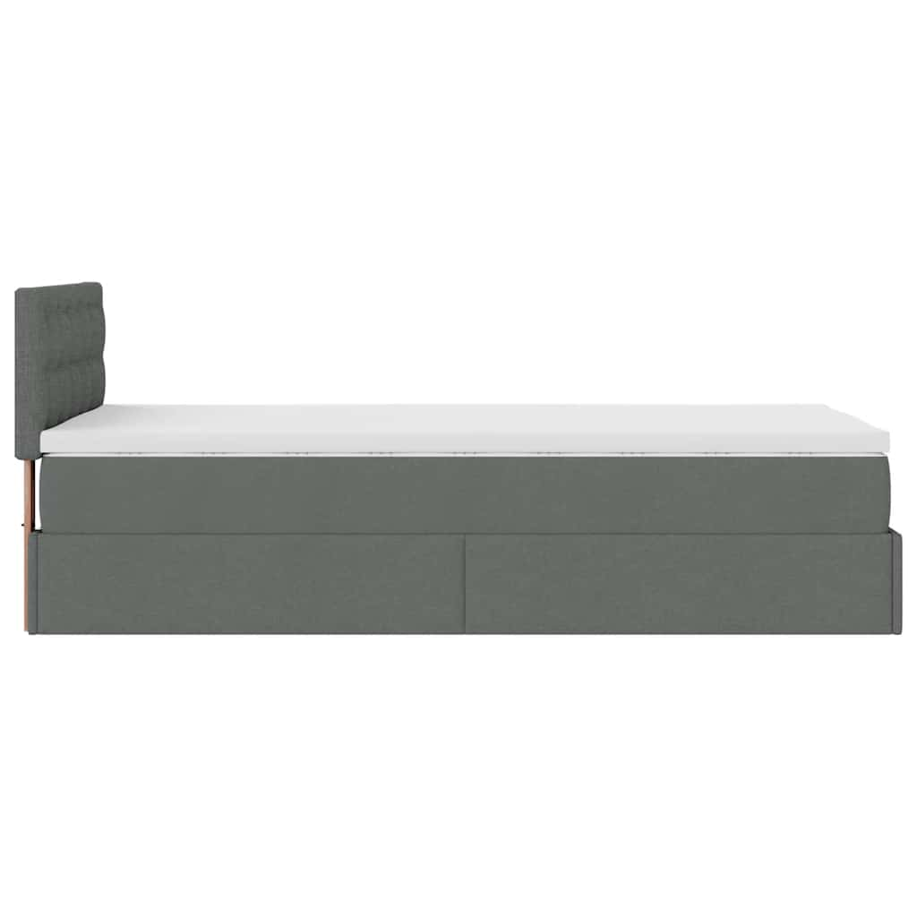 Pouf Letto con Materasso Grigio Scuro 90x200 cm in Tessuto