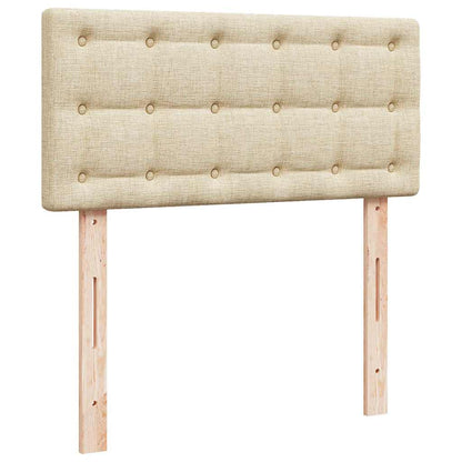 Pouf Letto con Materasso e LED Crema 90x200 cm in Tessuto