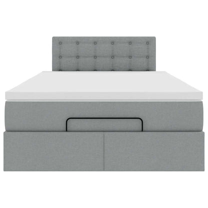 Pouf Letto con Materasso Grigio Chiaro 120x190 cm in Tessuto