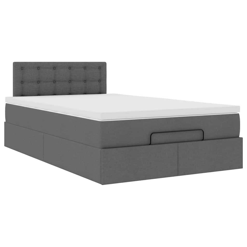 Pouf Letto con Materasso e LED Grigio Scuro 120x190 cm Tessuto