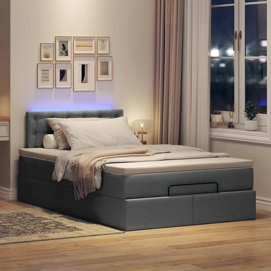 Pouf Letto con Materasso Grigio Scuro 120x190 cm in Tessuto