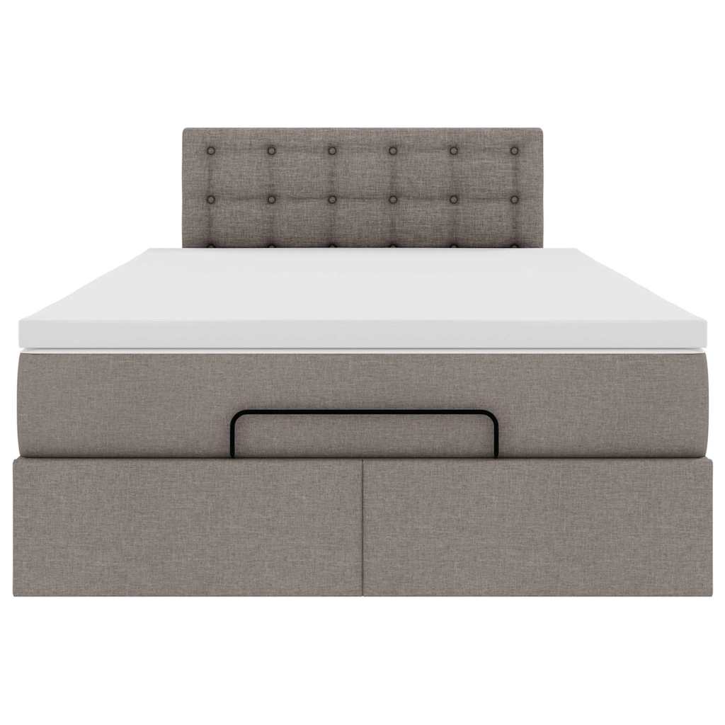 Pouf Letto con Materasso e LED Tortora 120x190cm in Tessuto