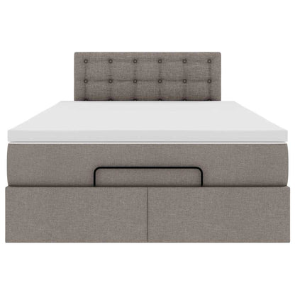Pouf Letto con Materasso e LED Tortora 120x190cm in Tessuto