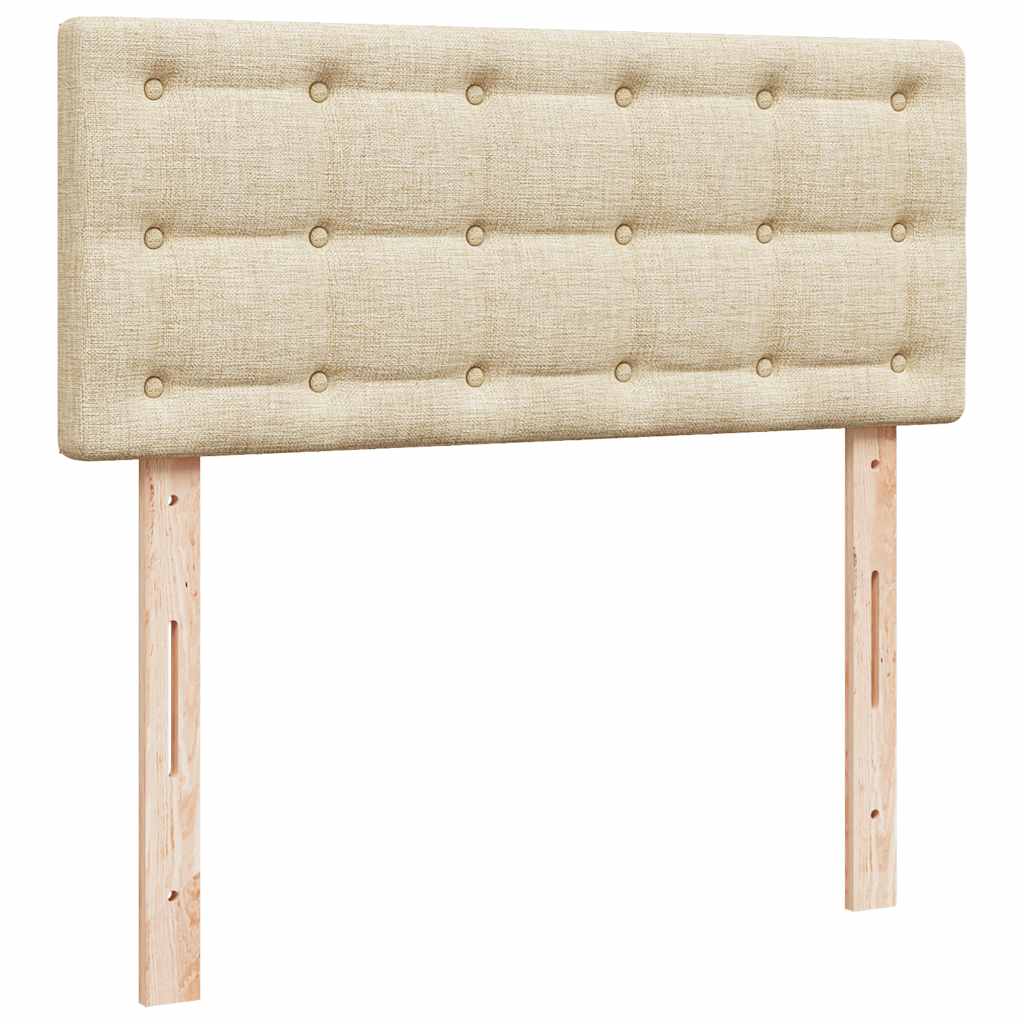 Struttura Letto Pouf con Materasso Crema 120x190 cm in Tessuto