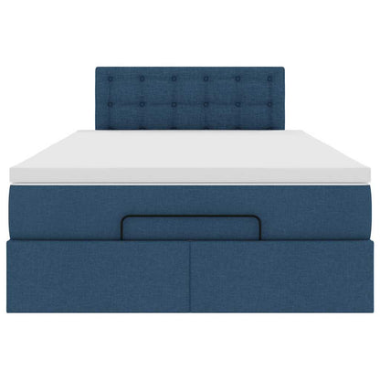 Pouf Letto con Materasso e LED Blu 120x190cm in Tessuto