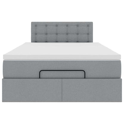 Pouf Letto con Materasso Grigio Chiaro 120x200 cm in Tessuto - homemem39