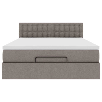 Pouf Letto con Materasso e LED Tortora 140x190 cm in Tessuto | homemem39