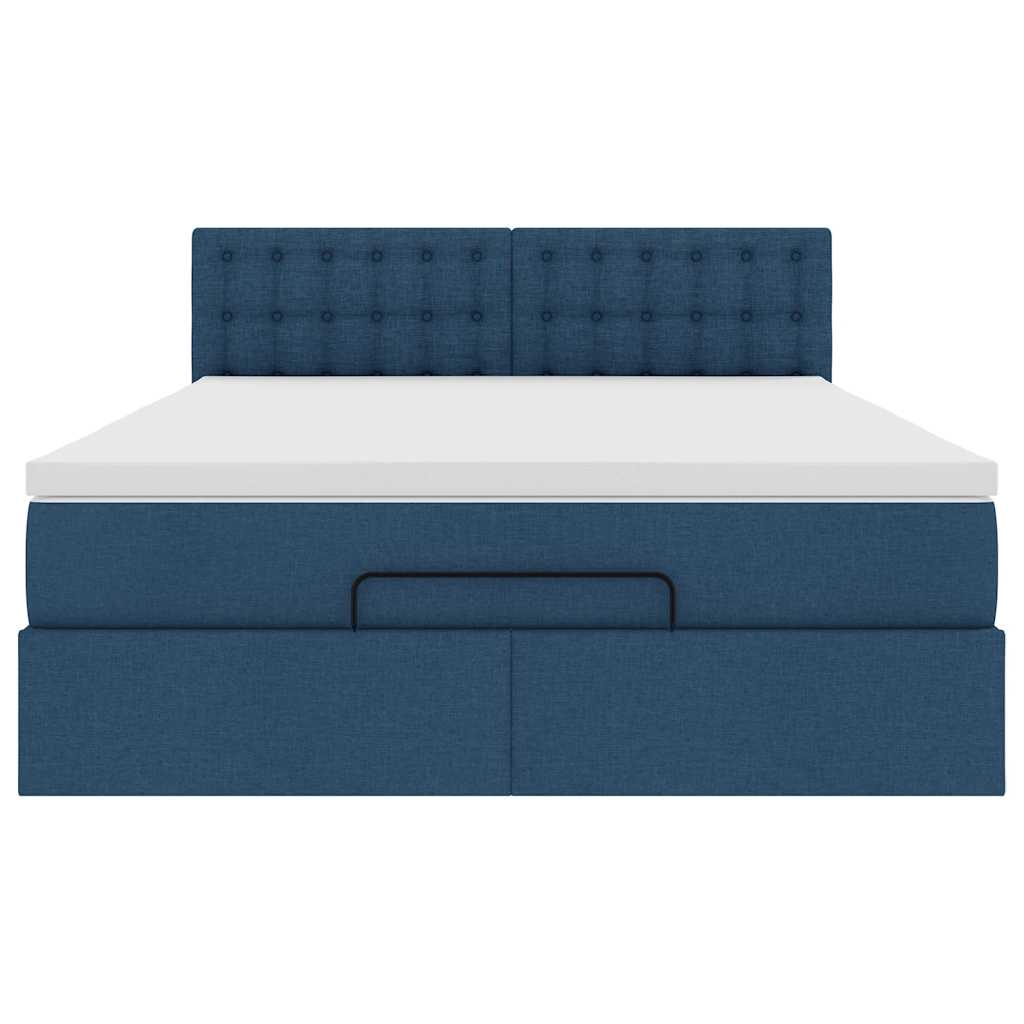 Pouf Letto con Materasso e LED Blu 140x190 cm