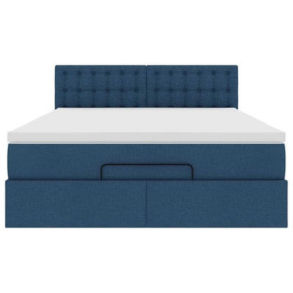 Pouf Letto con Materasso e LED Blu 140x190 cm