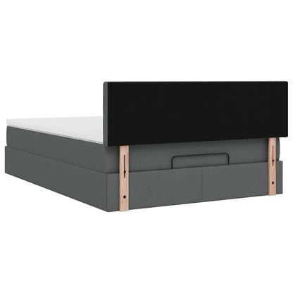 Pouf Letto con Materasso e LED Grigio Scuro 140x200 cm