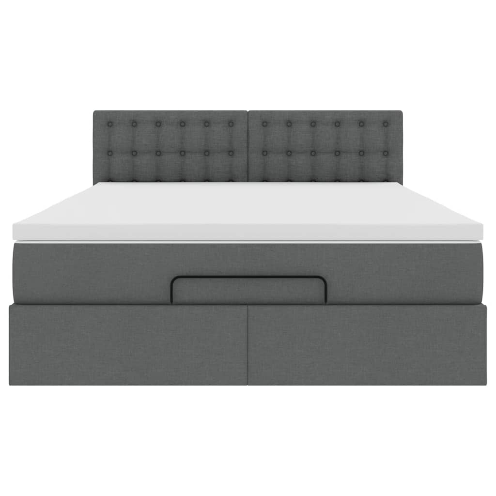 Pouf Letto con Materasso e LED Grigio Scuro 140x200 cm