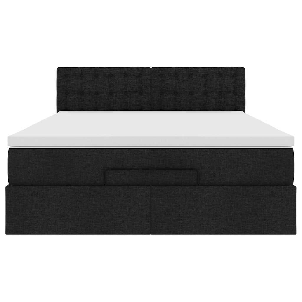 Pouf Letto con Materasso e LED Nero 140x200 cm in Tessuto | homemem39