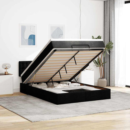 Pouf Letto con Materasso e LED Nero 140x200 cm in Tessuto | homemem39