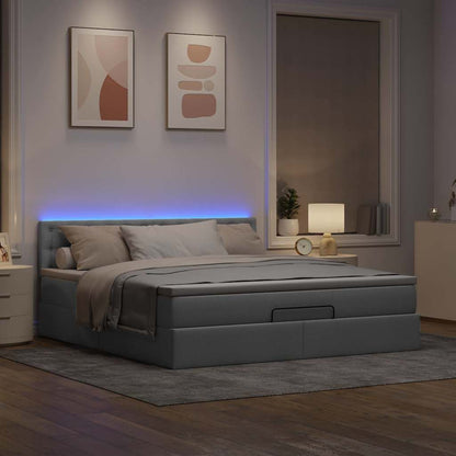 Pouf Letto con Materasso Grigio Chiaro 160x200 cm in Tessuto | homemem39