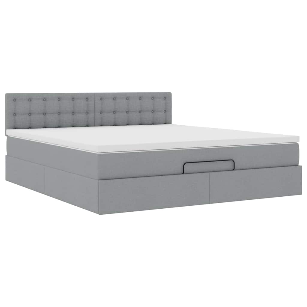Pouf Letto con Materasso Grigio Chiaro 160x200 cm in Tessuto | homemem39