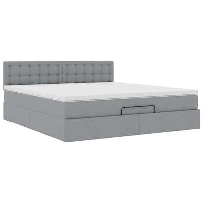 Pouf Letto con Materasso Grigio Chiaro 160x200 cm in Tessuto | homemem39
