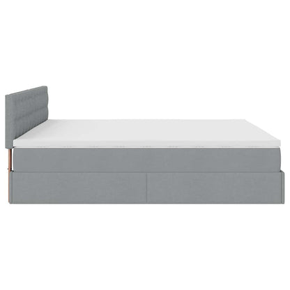 Pouf Letto con Materasso Grigio Chiaro 160x200 cm in Tessuto | homemem39