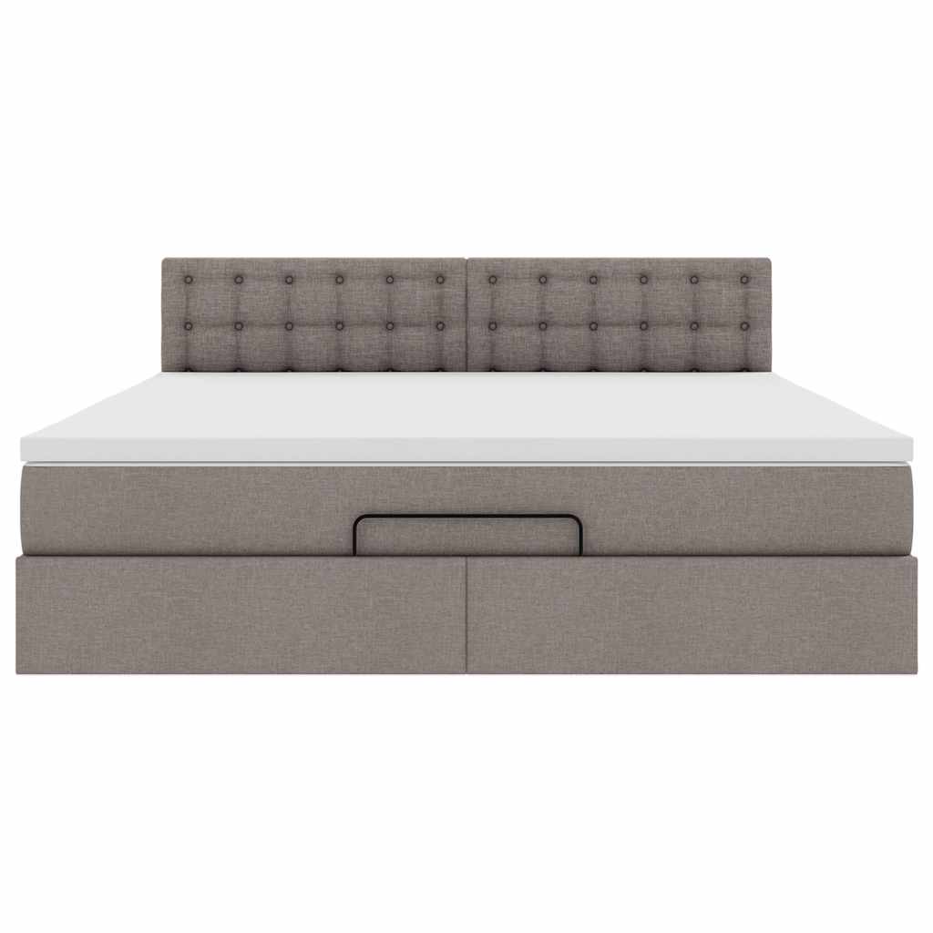 Struttura Letto Pouf con Materasso Tortora 160x200cm in Tessuto