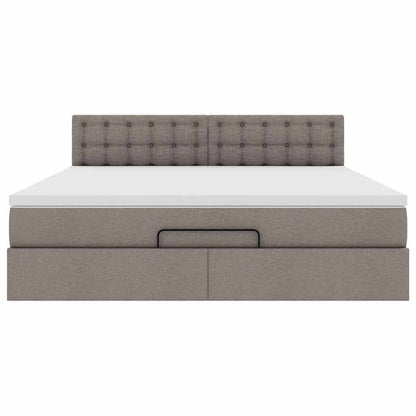 Struttura Letto Pouf con Materasso Tortora 160x200cm in Tessuto