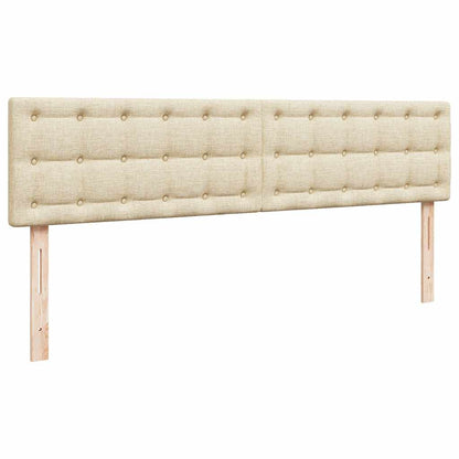 Struttura Letto Pouf con Materasso Crema 160x200 cm in Tessuto | homemem39