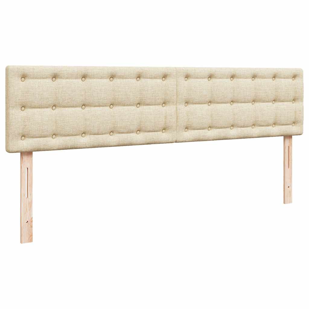 Struttura Letto Pouf con Materasso Crema 160x200 cm in Tessuto