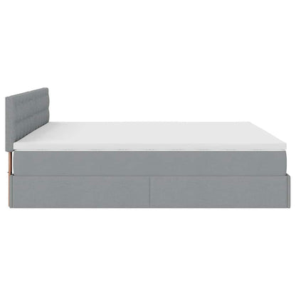 Pouf Letto con Materasso e LED Grigio Chiaro 180x200cm Tessuto