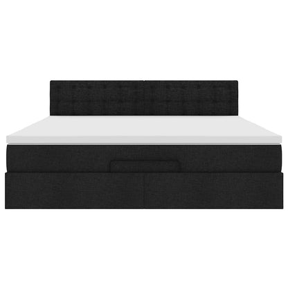 Pouf Letto con Materasso e LED Nero 180x200cm Tessuto
