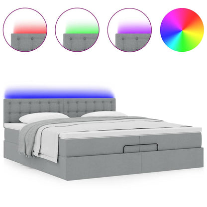 Struttura Letto Pouf con Materassi 200x200 cm in Tessuto | homemem39