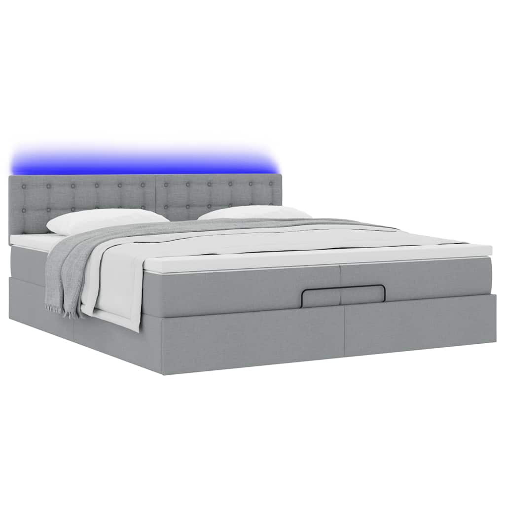 Struttura Letto Pouf con Materassi 200x200 cm in Tessuto | homemem39