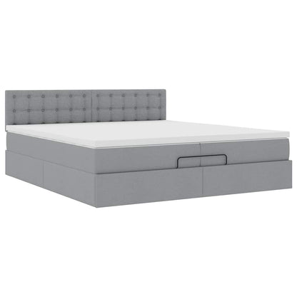 Struttura Letto Pouf con Materassi 200x200 cm in Tessuto | homemem39