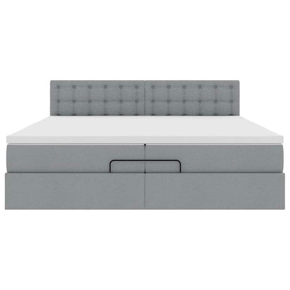 Struttura Letto Pouf con Materassi 200x200 cm in Tessuto | homemem39