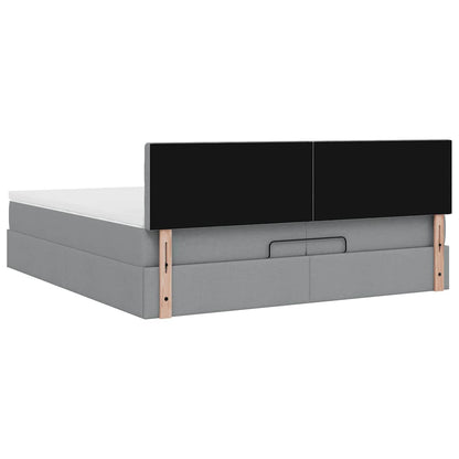 Struttura Letto Pouf con Materassi 200x200 cm in Tessuto | homemem39