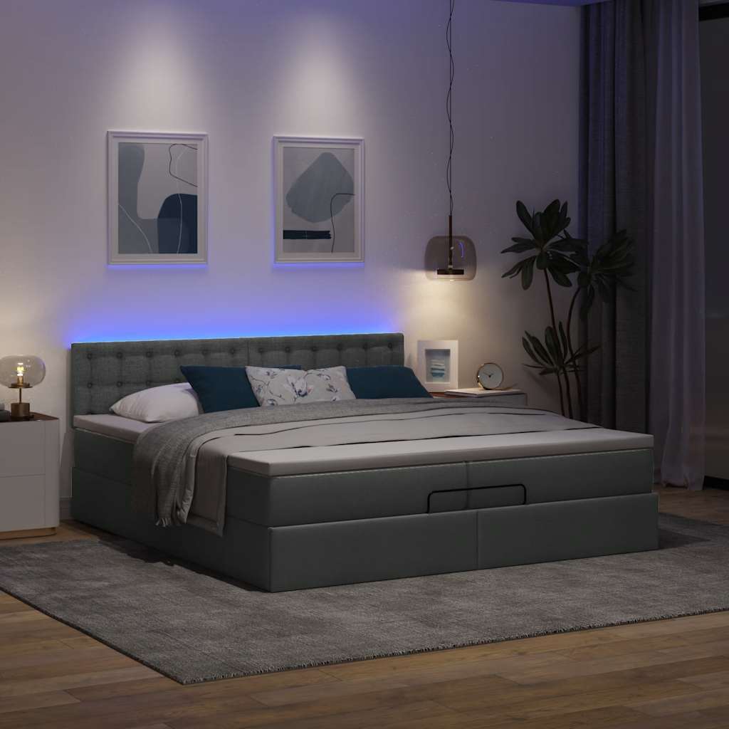Struttura Letto Pouf con Materassi 200x200 cm in Tessuto | homemem39
